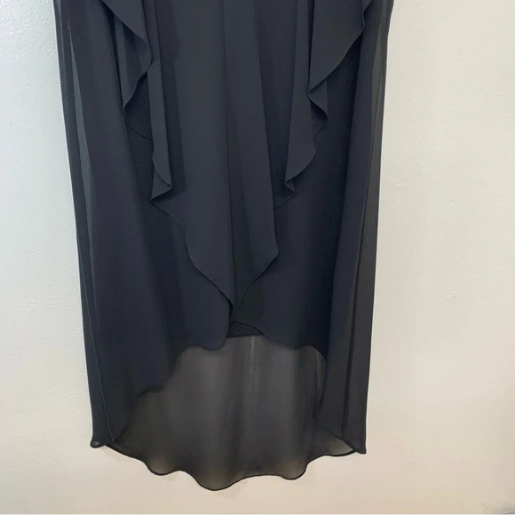 Thalia Sodi Black Dress Medium Asymmetric Chiffon Ruffle WhimsyGoth Casual Work - Picture 3 of 10